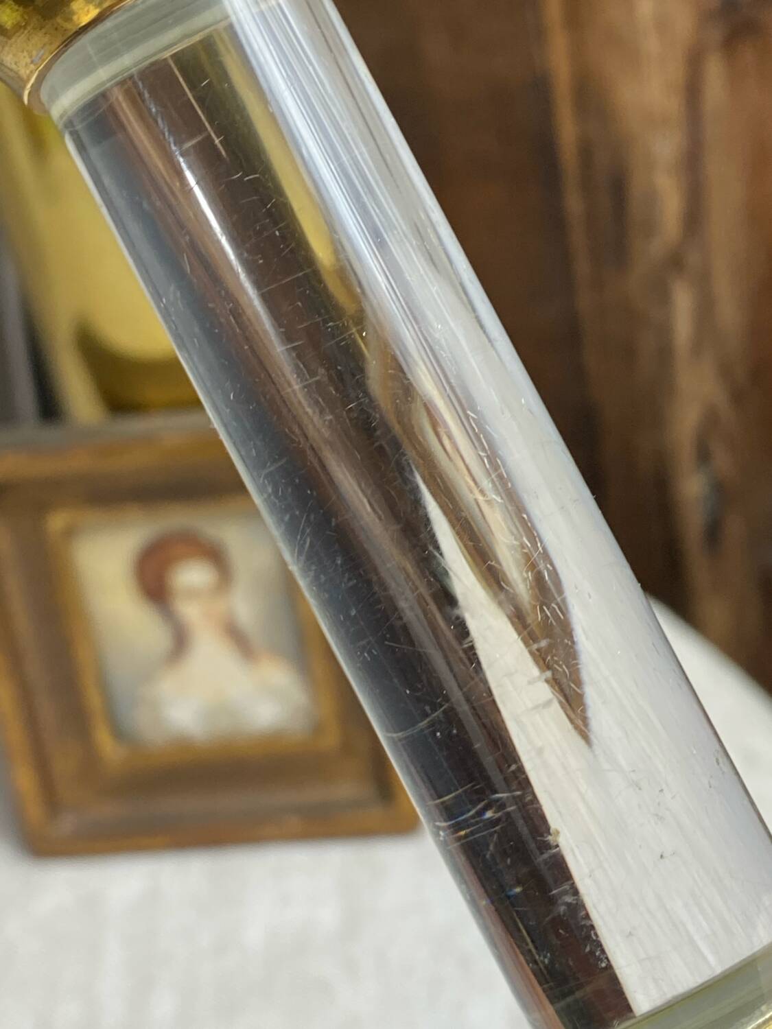 Brass and Lucite Candle Holder