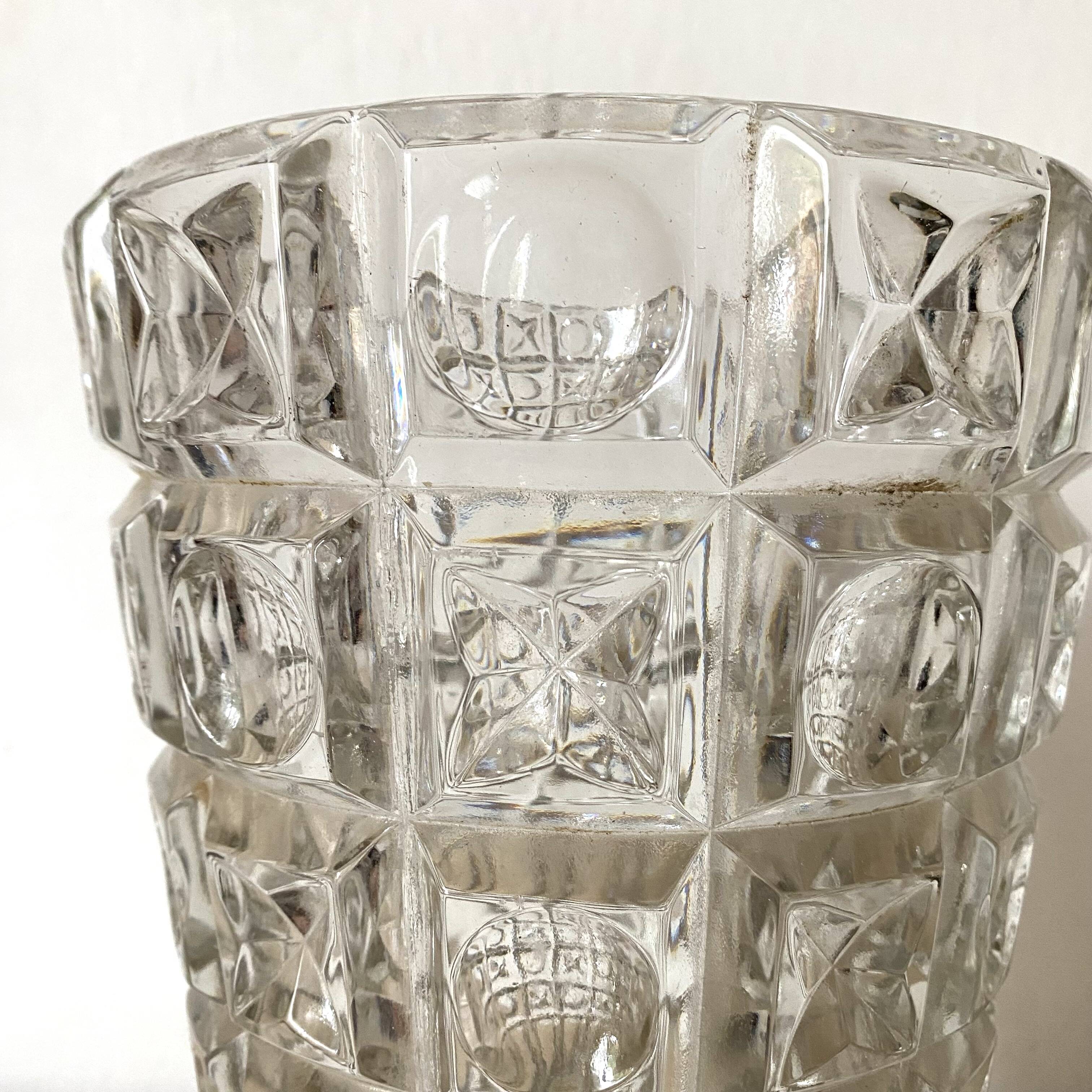 70s glass vase, 30 cm