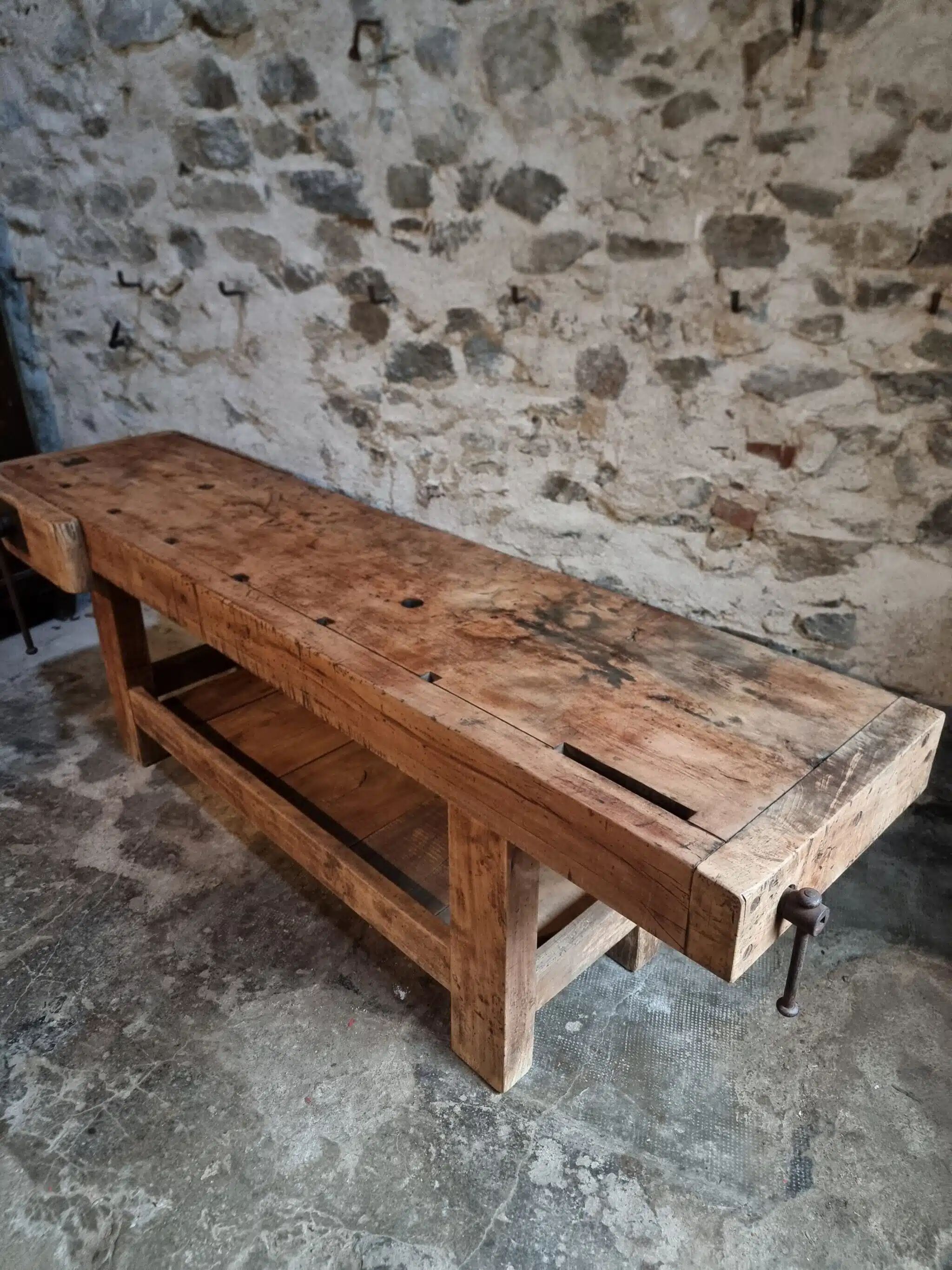 Antique beech table, France early 20th century
