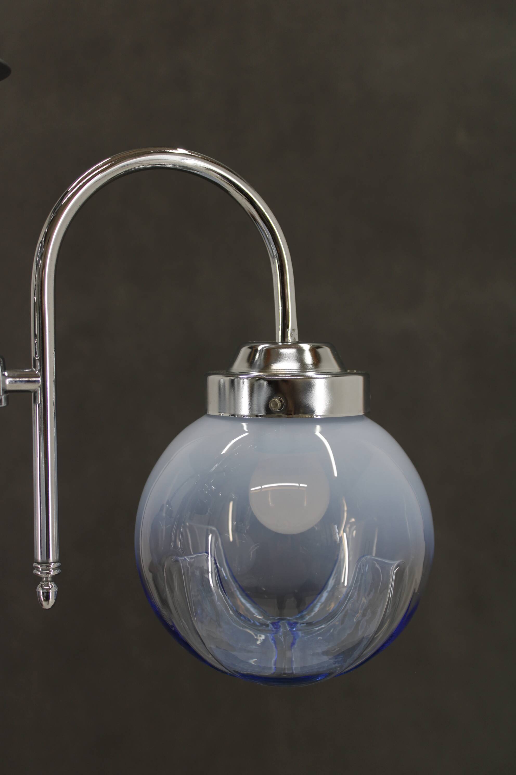 1960s Chrome Plated Chandelier with Murano Glass, Italy