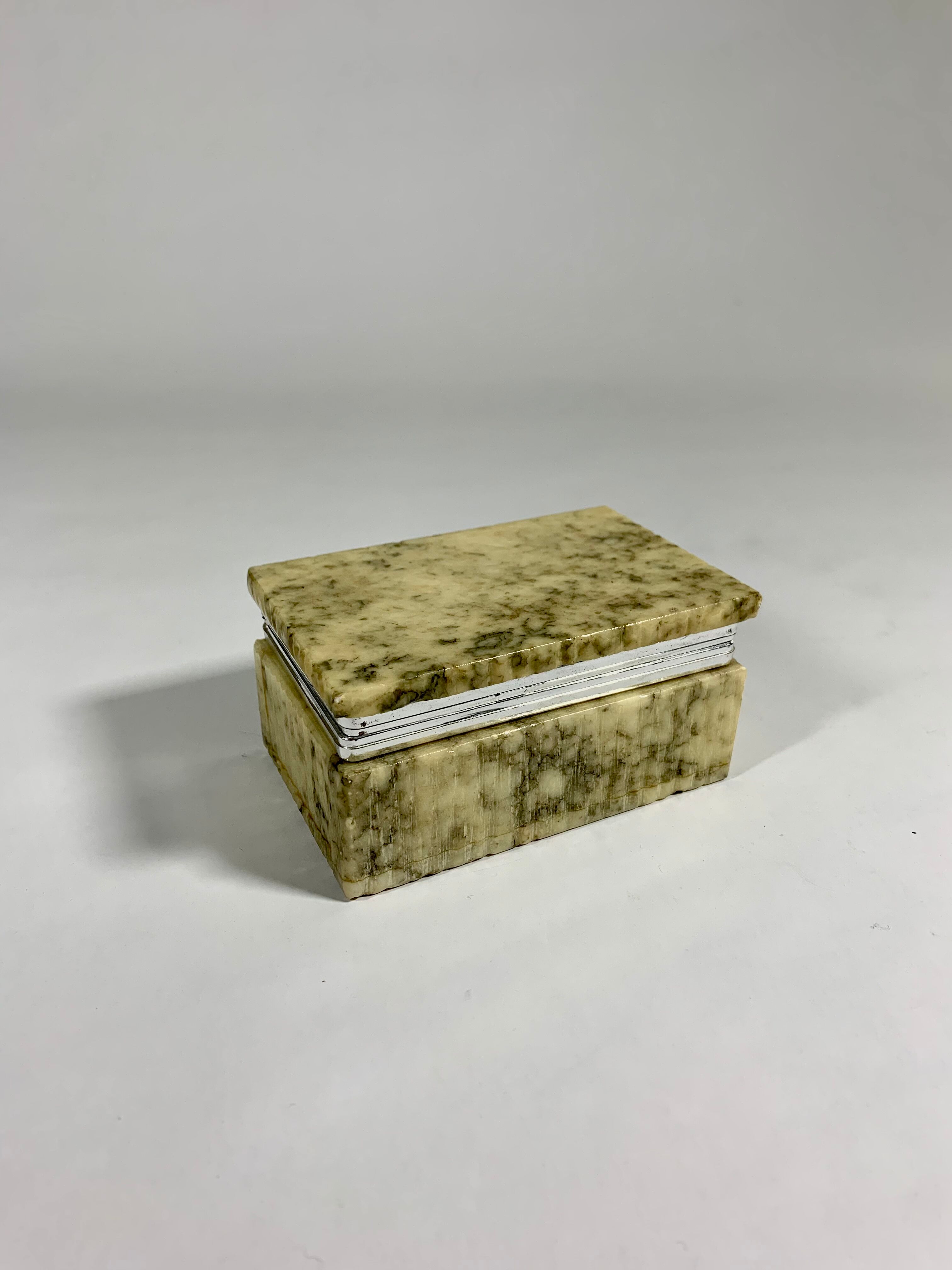 Vintage granite jewelry box with green veins