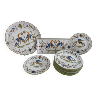 Dessert service, earthenware, Martres-Tolosane, signed Matet France
