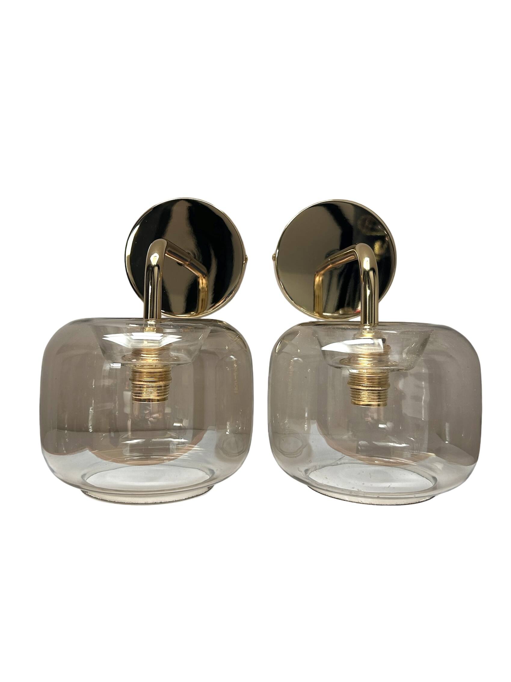 Pair of smoked glass wall lights
