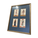 Painting on mica XIX th East India Company representing 2 men and 2 women