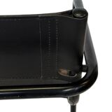 Vintage Black Leather & black frame Italian Modern Barstool