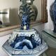 China - pair of covered porcelain vases with decoration