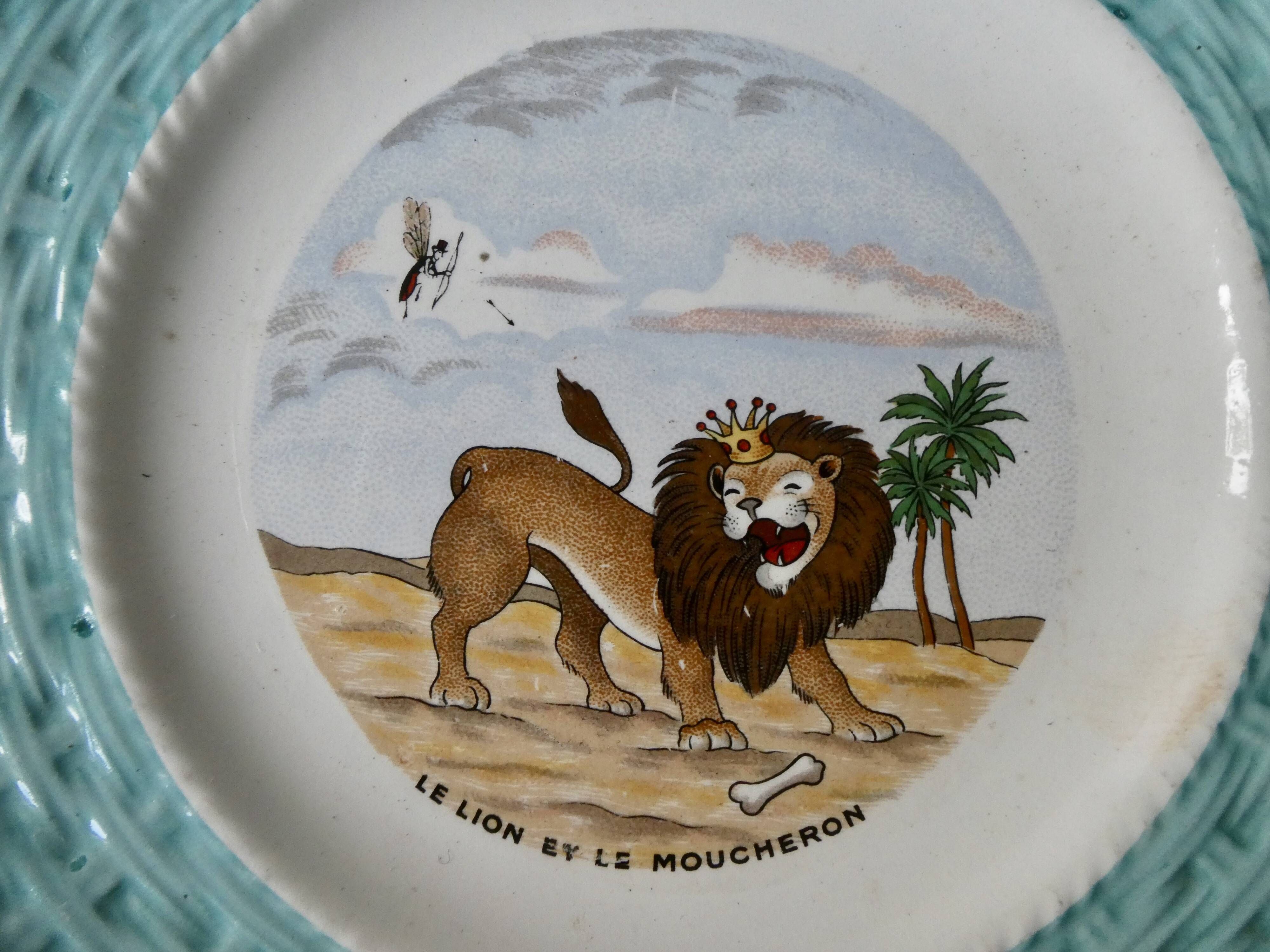 6 dessert plates or starter, the Fables de la Fontaine, vintage