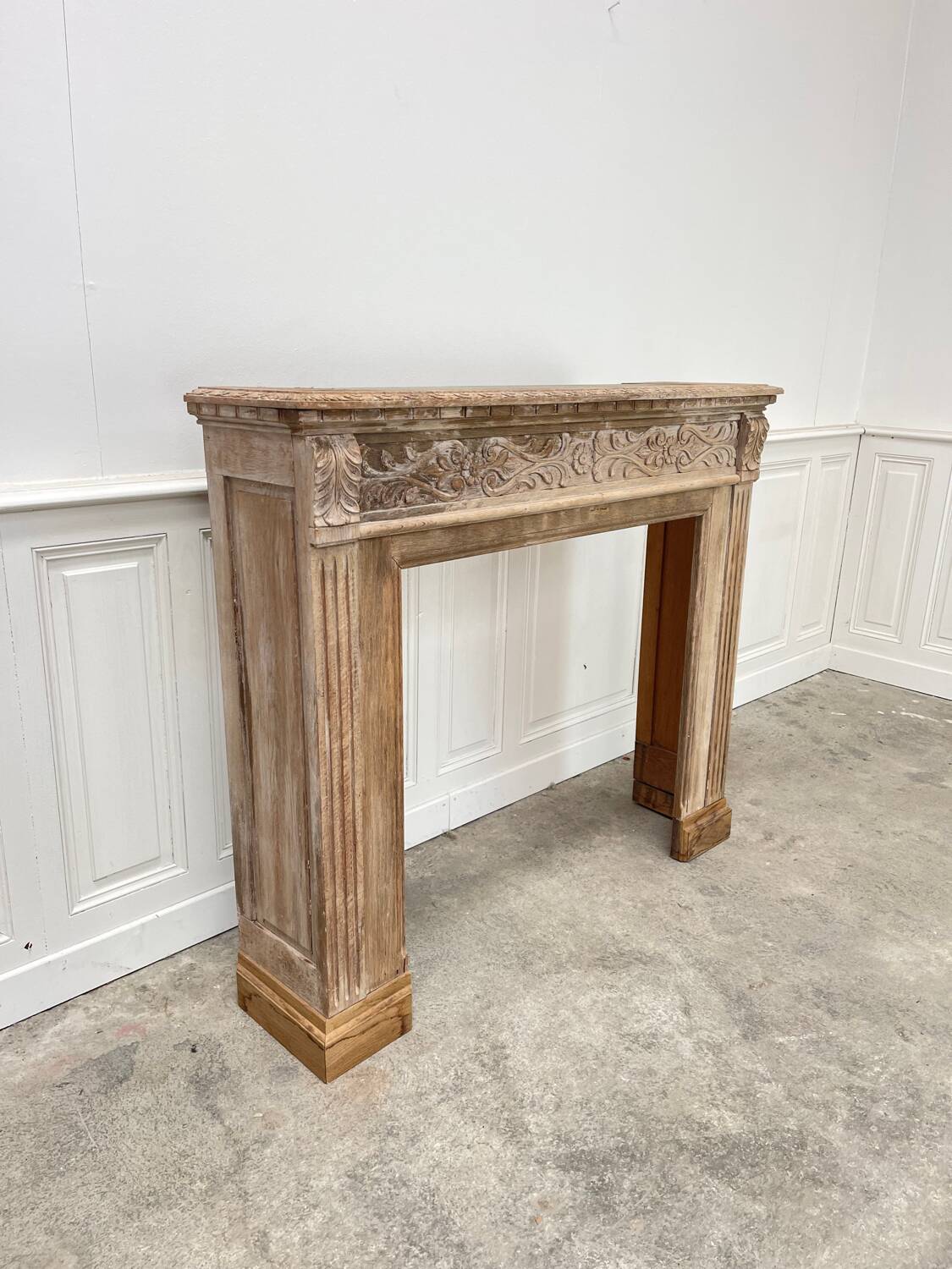 Old solid oak fireplace mantle from the late 19th century
