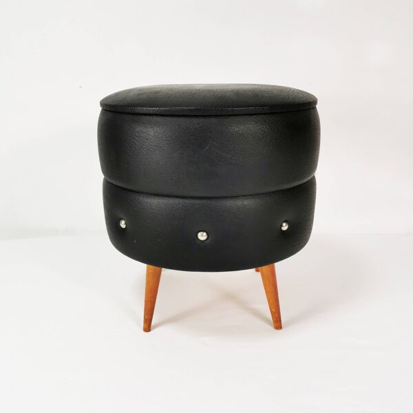 Pouf moderniste avec rangement, Pays-Bas, années 1960