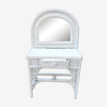Dressing table in woven white rattan; 1970s