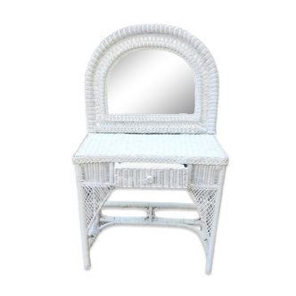 Dressing table in woven white rattan; 1970s