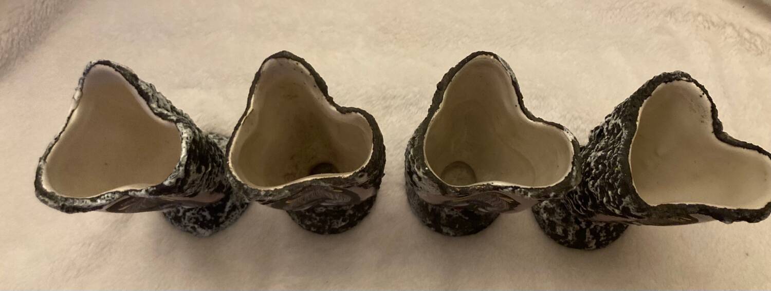 Set of 4 vintage lava stone mugs by Giulianelli.