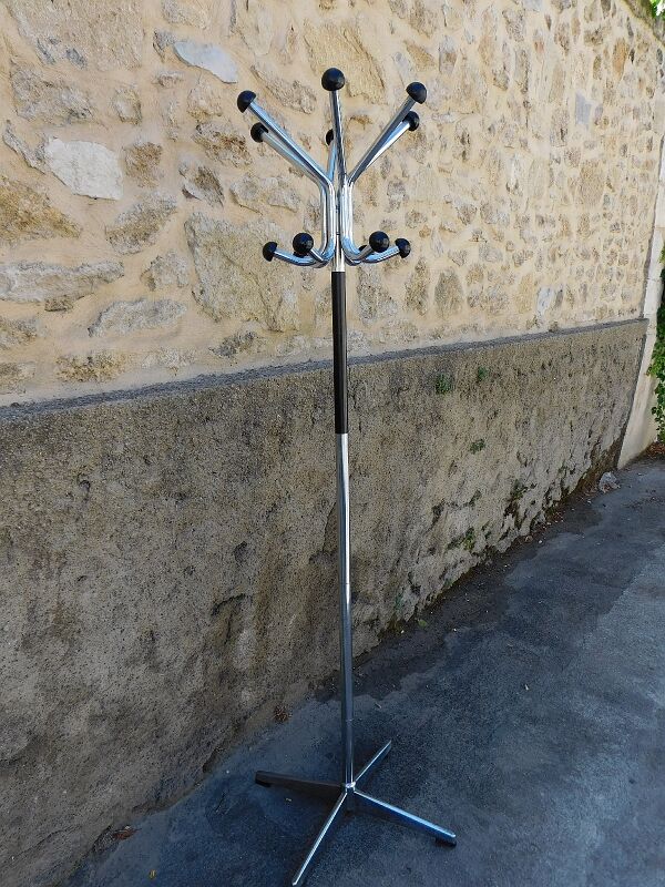 Standing coat rack in metal chrome 1950