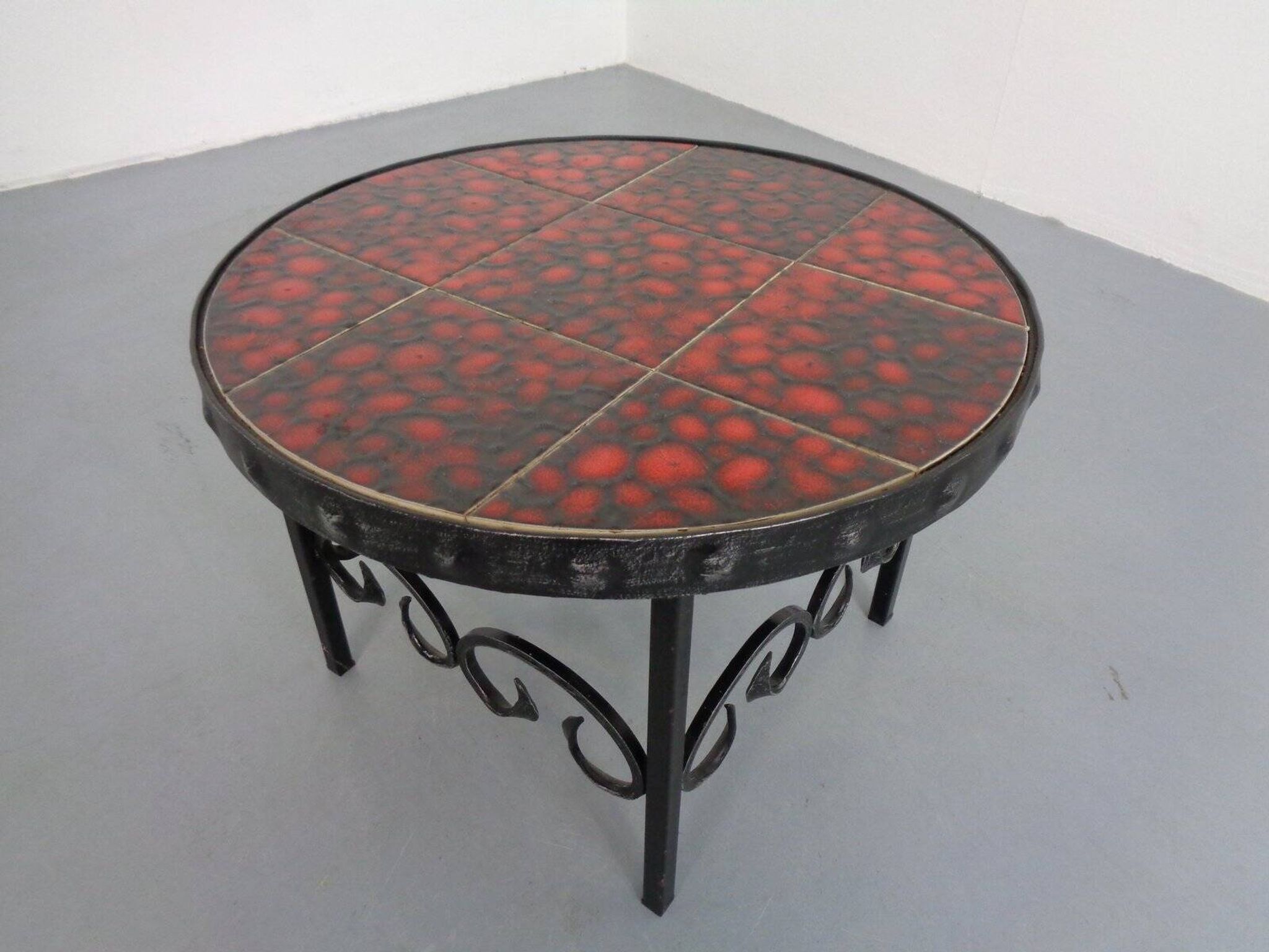German Brutalist Side Table in Ceramic and Cast Iron, 1960s