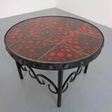 German Brutalist Side Table in Ceramic and Cast Iron, 1960s