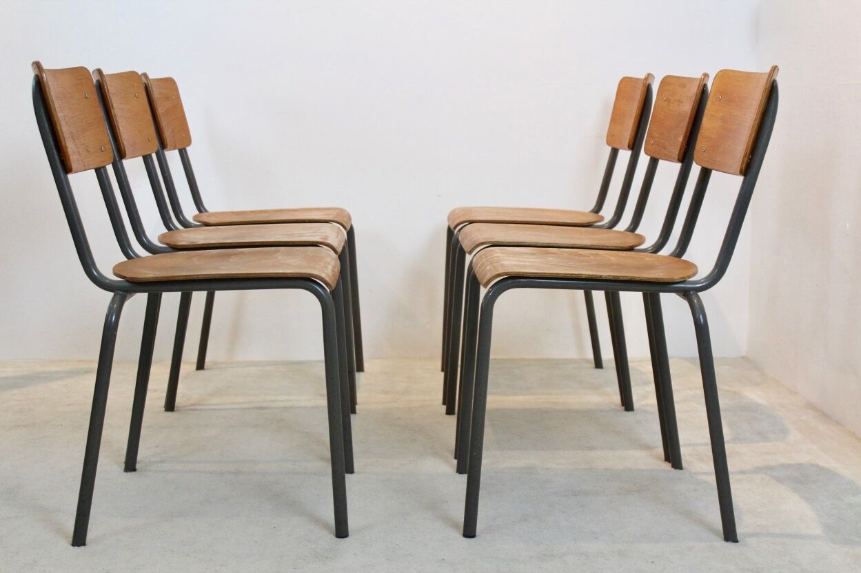 Dutch-designed plywood industrial chairs