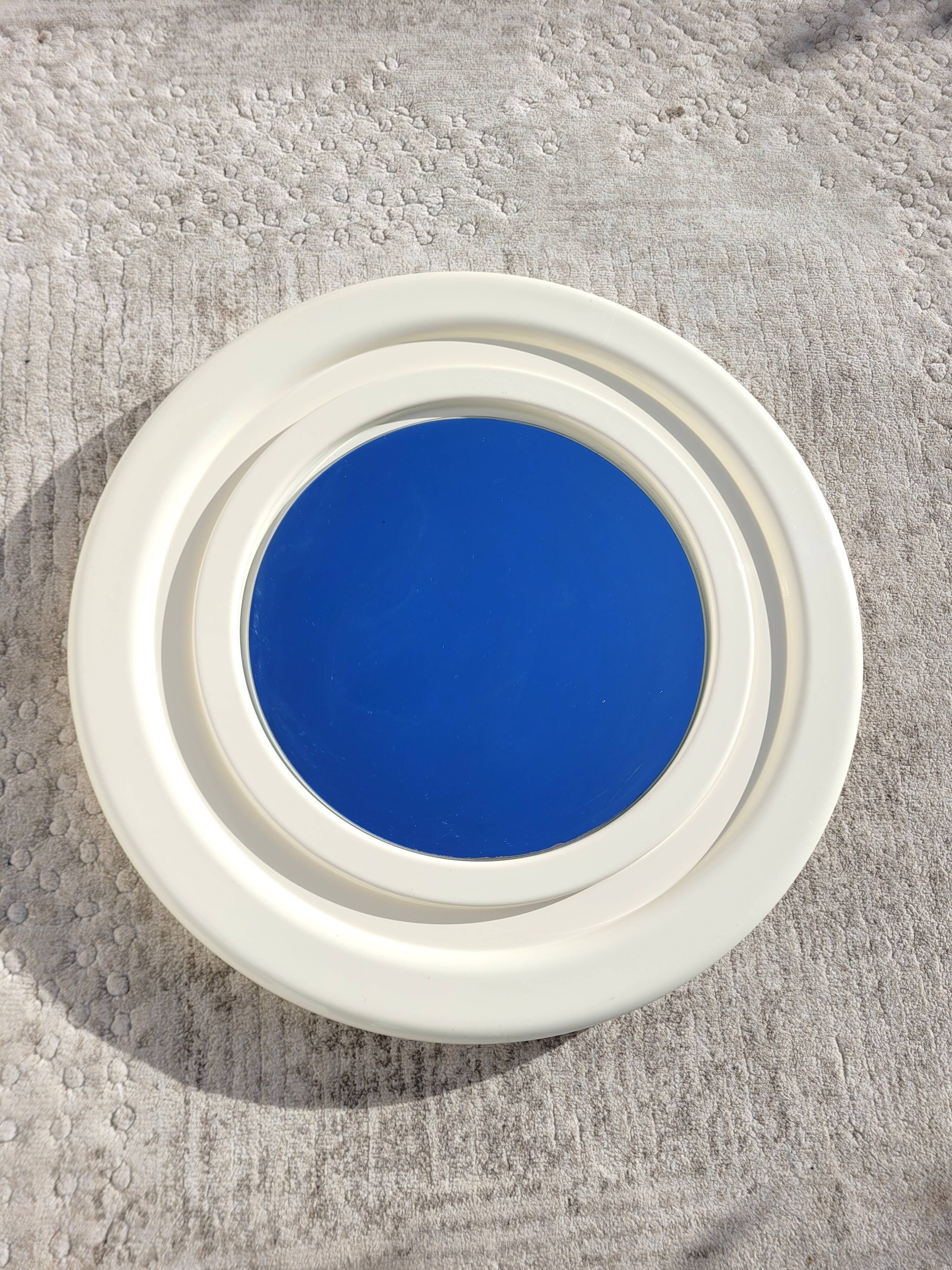 Round mirror white 50cm vintage 1970