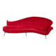 Large 1950s vintage curved sofa in red velvet italian design