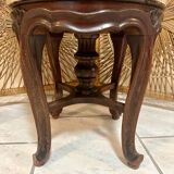 Antique Napoleon III adjustable piano stool and canvas