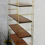 Tomado shelf, wood and gold metal.