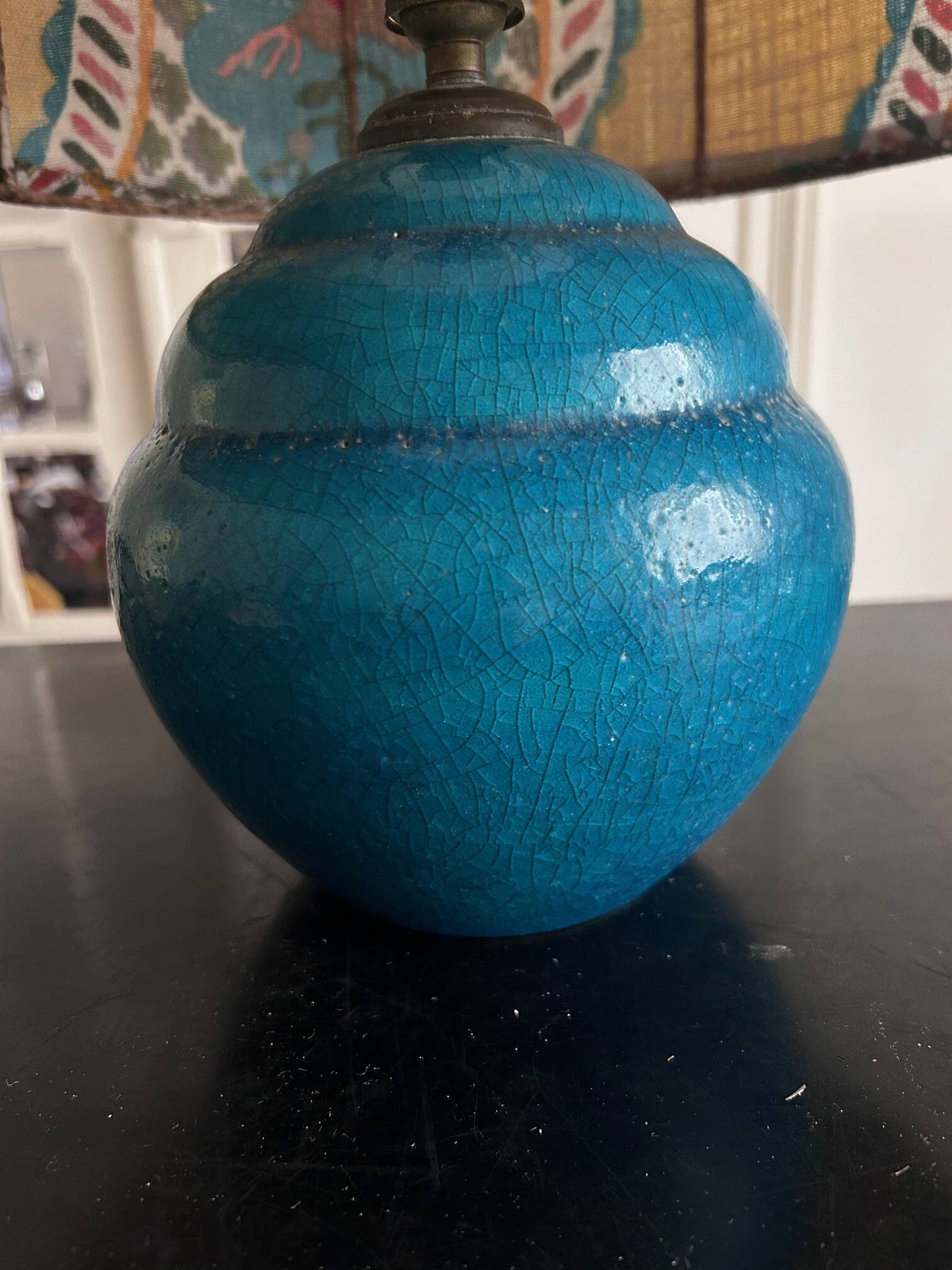 blue ceramic lamp 1970