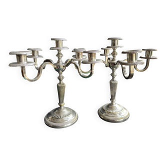 Pair of 5-light candlesticks - Silver metal