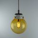 Vintage Mid-Century Modern Industrial Amber Glass And Brass Metal Lamp