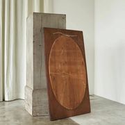 Miroir ovale facetté cadre rectangulaire chêne années 1920