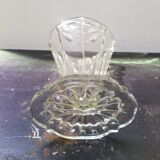Old art deco vase transparent molded glass vintage decoration