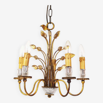 glass & Gilt Florentine Chandelier by Banci Firenze attr. to Maison Bagues