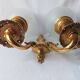 Wall lamp in gilded bronze with a lion's head and engraved globe.