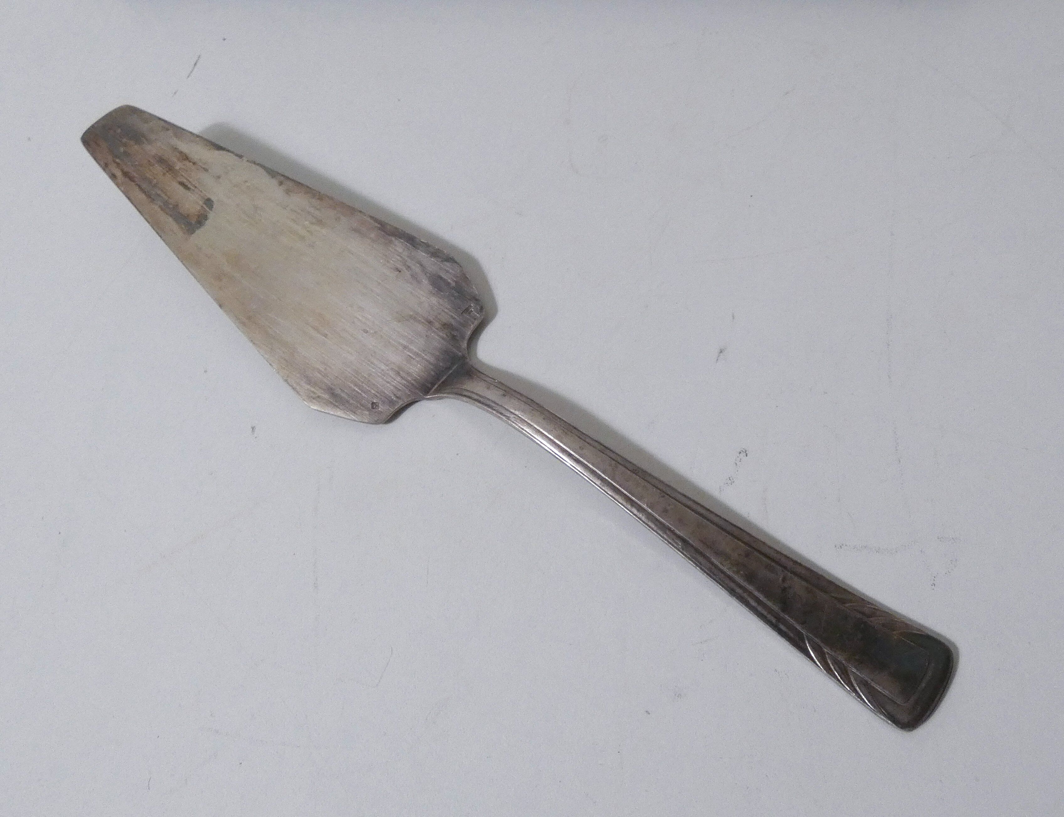 antique silver-plated cake server in its box