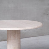 Travertine italian mid-century circular dining table