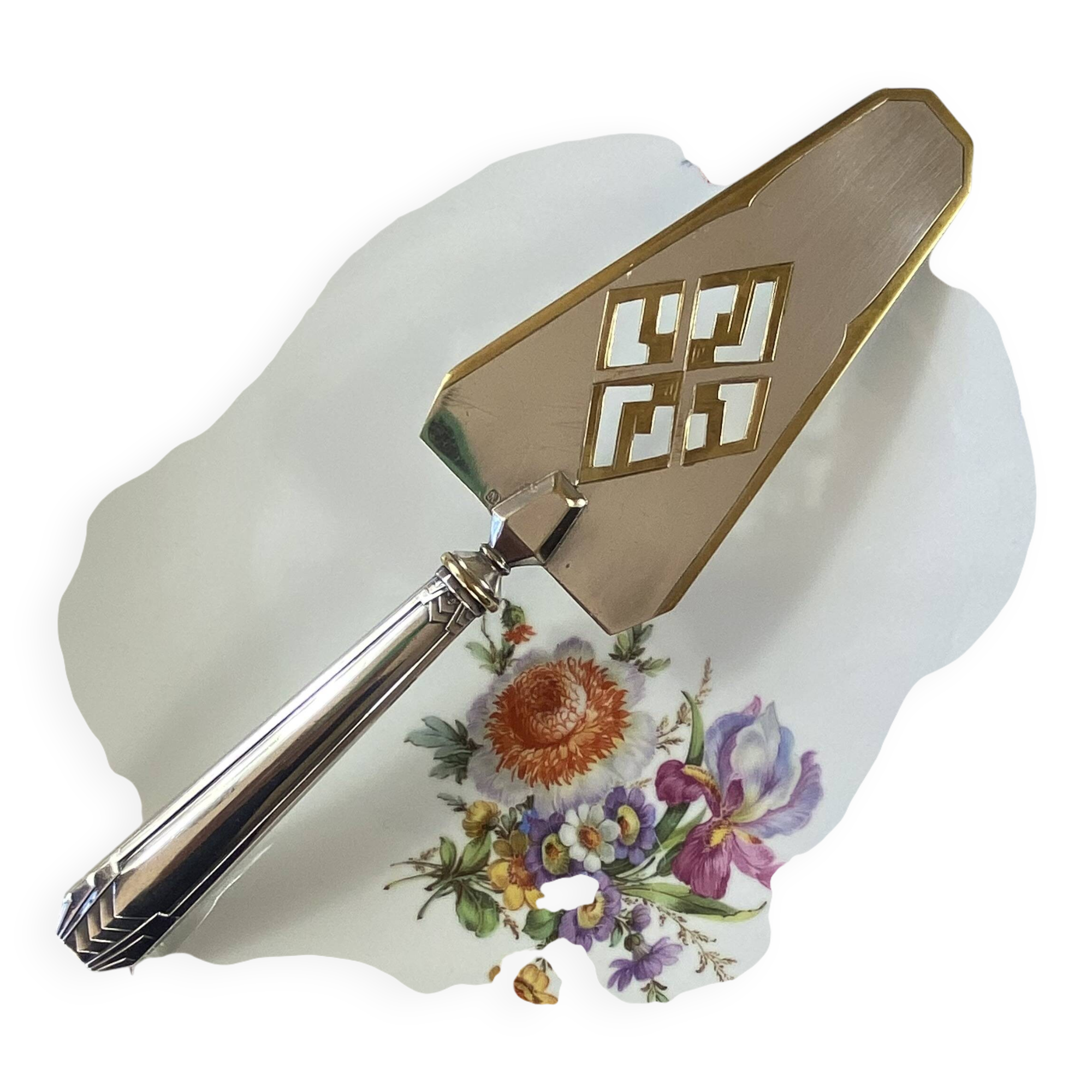 Two-tone silver-plated Art Deco cake or pie server