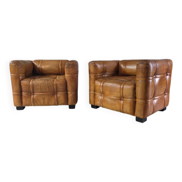 Fauteuils cube en cuir