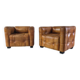 Cube leather armchairs