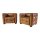 Cube leather armchairs