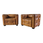 Fauteuils cube en cuir