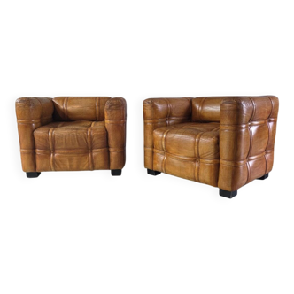 Cube leather armchairs