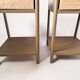 Vintage bedside tables in metal and brown beige wood.