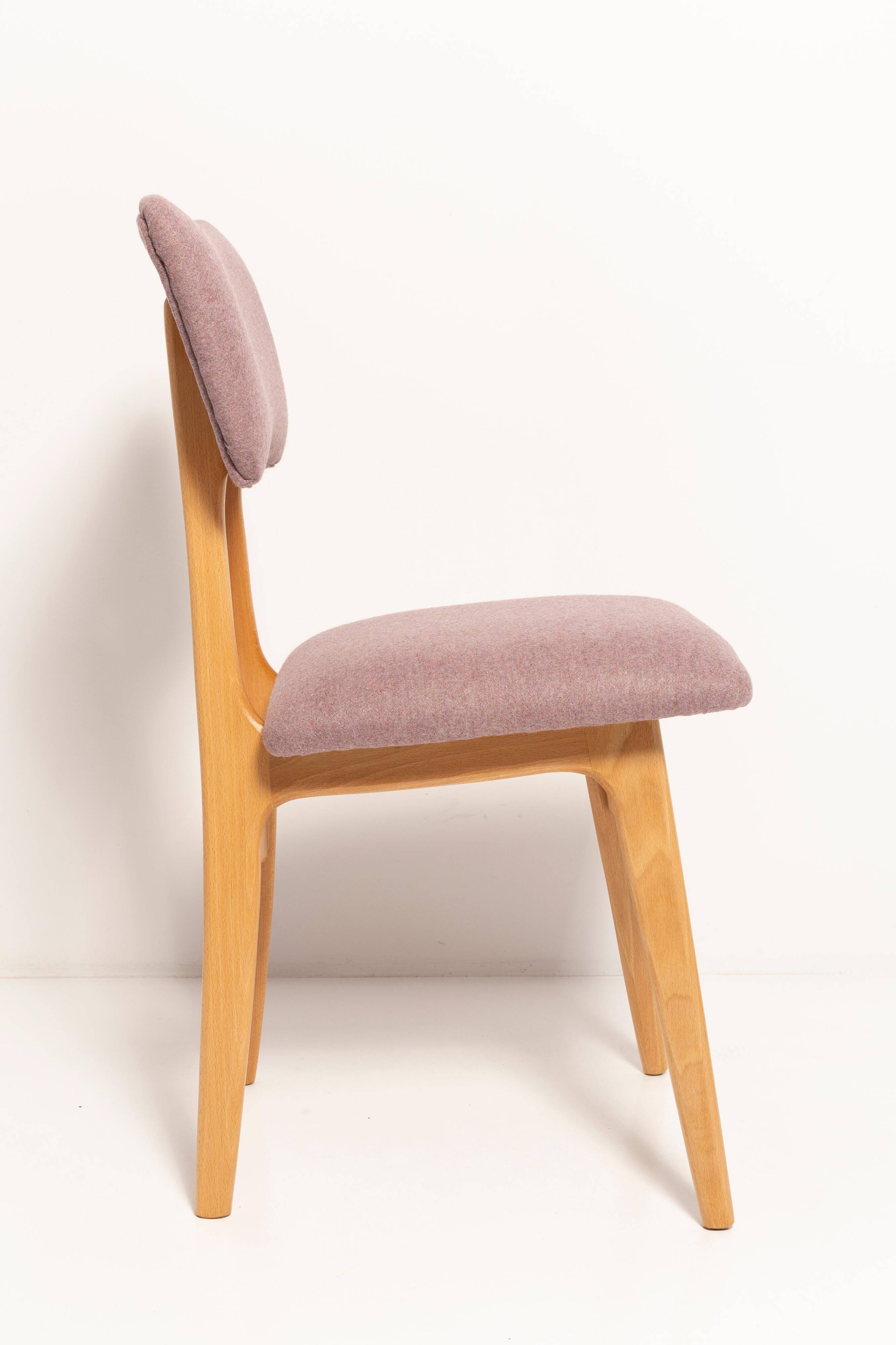 "Butterfly" dining chair, boucle pink wool, light wood