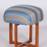 Restored Art Deco Beech Stool, New Upholstery, Revived Polish, Czechia, 1930s