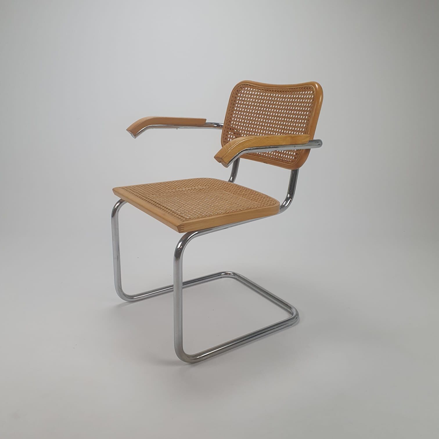 Tubular frame and cane cantilever desk chair Marcel Breuer