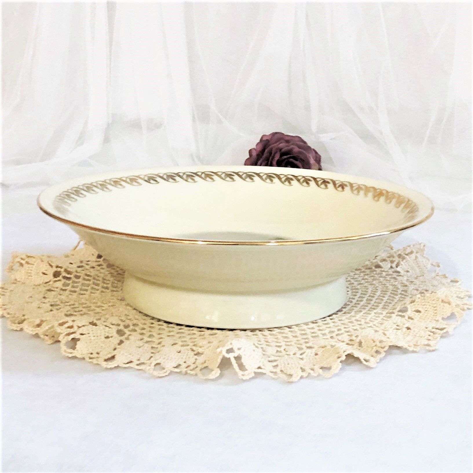 Compotier dish on porcelain piedouche mehun on yevre la gazelle retro