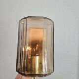 Pair of glass and brass wall lights, 1960s.