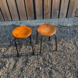 Two Vintage Industrial Stool Side Tables
