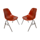 -Eames Terracotta fiberglass chair pair Hermann miller for vitra