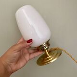 Vintage globe table lamp in white opaline