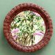 Vintage round woven rattan wall mirror