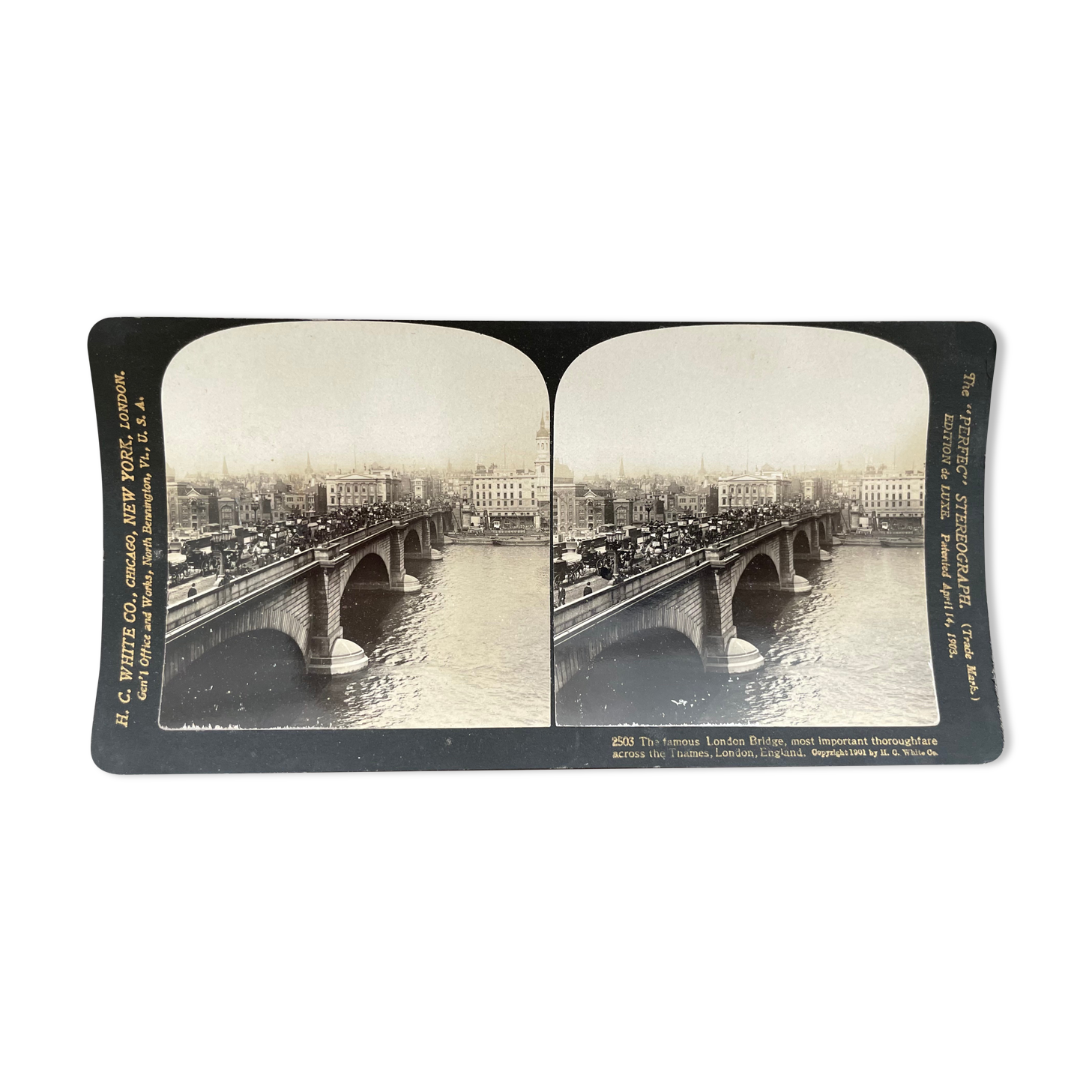 Old photography stereo, stereograph, luxury albumine 1903 London Bridge